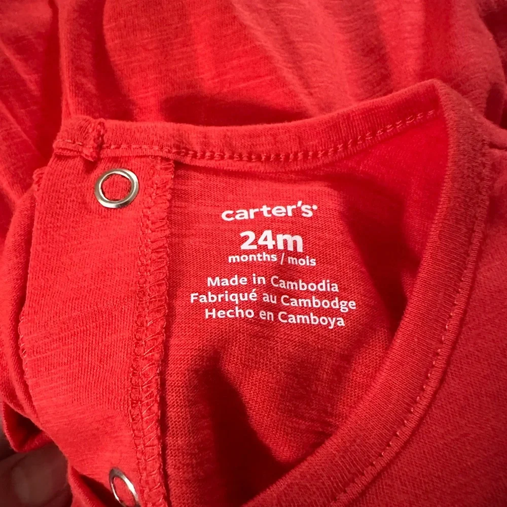 Carter’s Toddler Girls Dress-NWOT-24M Red-100% Cotton, 32-34”, 28-30” 2 Pieces - Picture 4 of 4